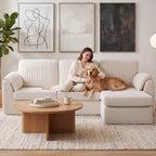 Meilocar Sectional Couches for Living Room Cloud Couch with Ottoman, Upholstered Boneless Couches Modern Modular L Shaped Couch 3 Seater Sofa, No Assembly Required, Washable Covers