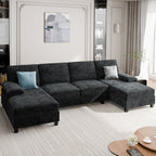 Meilocar Sectional Couches for Living Room, 106 in U Shaped Couch Soft Sectional Sofa with Double Chaise, Comfortable 4 Seat Couch