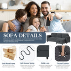 Meilocar Sectional Couch for Living Room, 79in Sectional Sofa with Ottoman, L Shaped Couch with Armrests Side Storage Pockage, 3-Seat Sofa Couches for Apartment, Black