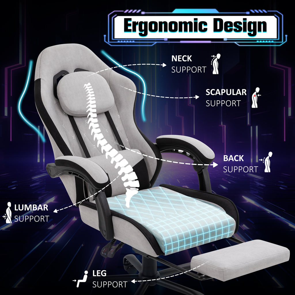 Meilocar Gaming Chair with Footrest, Ergonomic Fabric Desk Chair