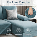 Meilocar Sectional Couches for Living Room, U Shaped Couch 4 Seat Sofa with Removable Pillows for Apartment and Small Space (Striped Blue)