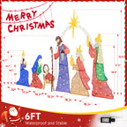 Meilocar 6 FT Christmas Outdoor Nativity Scene Set, 7pcs Weatherproof Holy Family Outdoor Decorations Nativity Set for Christmas Holiday Yard Home Decorations