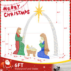 Meilocar 6 FT Nativity Scene Outdoor Christmas Decoration Lighted up Christmas Holiday Display, Nativity Scene Set with LED Lights Christmas Tree Decor, Birth of Jesus