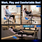 Meilocar Gaming Chair with Footrest Fabric Gaming Chair for Adults with Massage Lumbar Support, High Back Ergonomic Computer Chair, Pocket Spring Cushion, 150°Reclining & Linkage Armrests