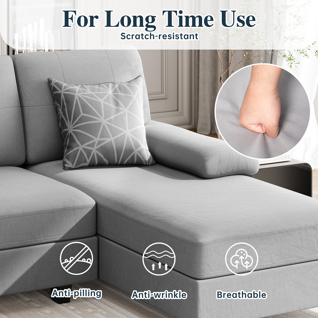 Meilocar Sectional Couches for Living Room, 106 in U Shaped Couch Soft Sectional Sofa with Double Chaise, Comfortable 4 Seat Couch