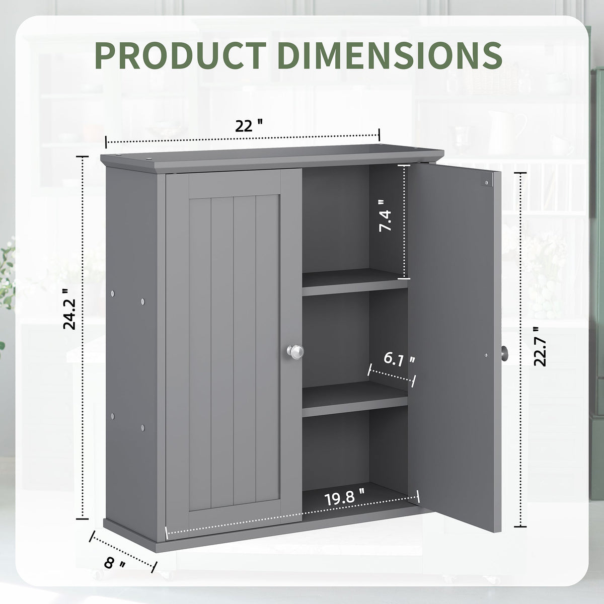 Meilocar Bathroom Wall Cabinet, Bathroom Cabinet Wall Mount, Over Toilet Space Saver Storage Cabinet, Wood Medicine Cabinets