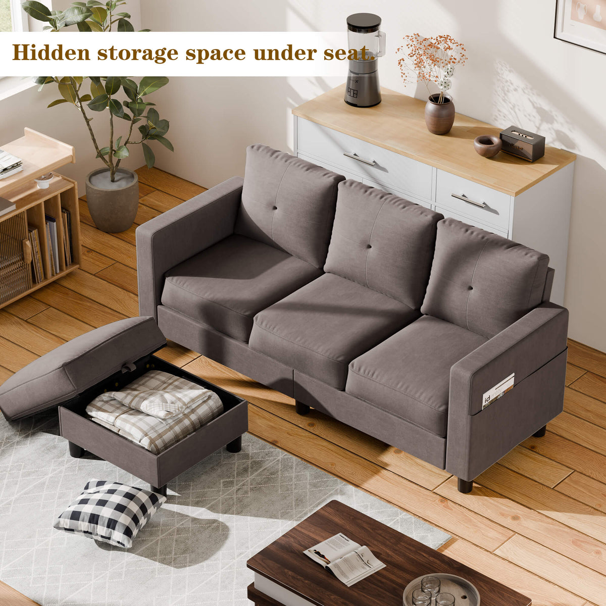 sectional couch WALSUNNY livingroom sectional couch sectional couch #color_brown #material_linen-fabric