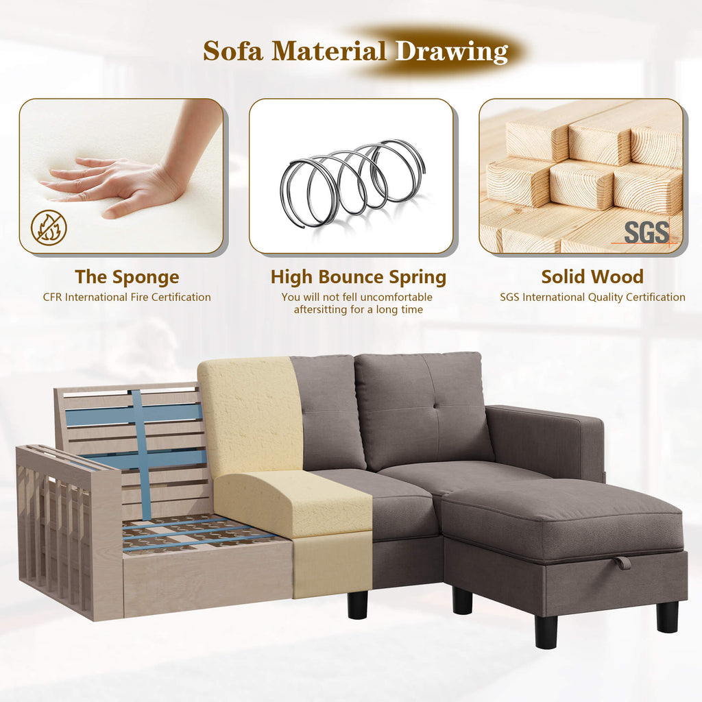 sectional couch WALSUNNY livingroom sectional couch sectional couch #color_brown #material_linen-fabric