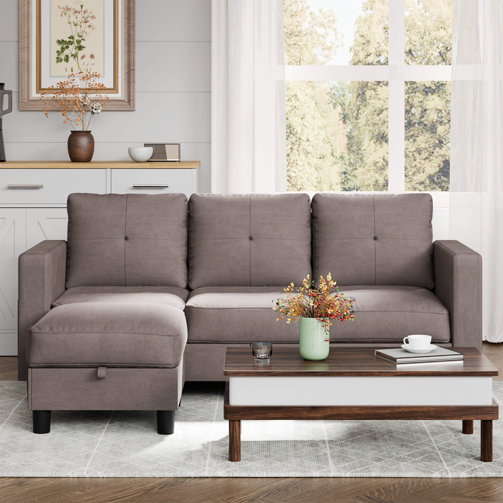 sectional couch WALSUNNY livingroom sectional couch sectional couch #color_brown #material_linen-fabric