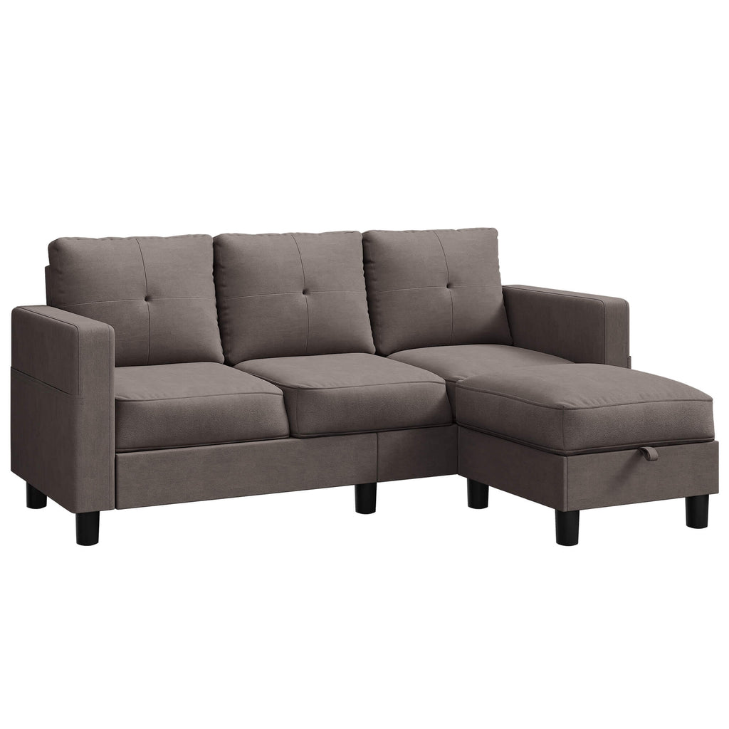 sectional couch WALSUNNY livingroom sectional couch sectional couch #color_brown #material_linen-fabric